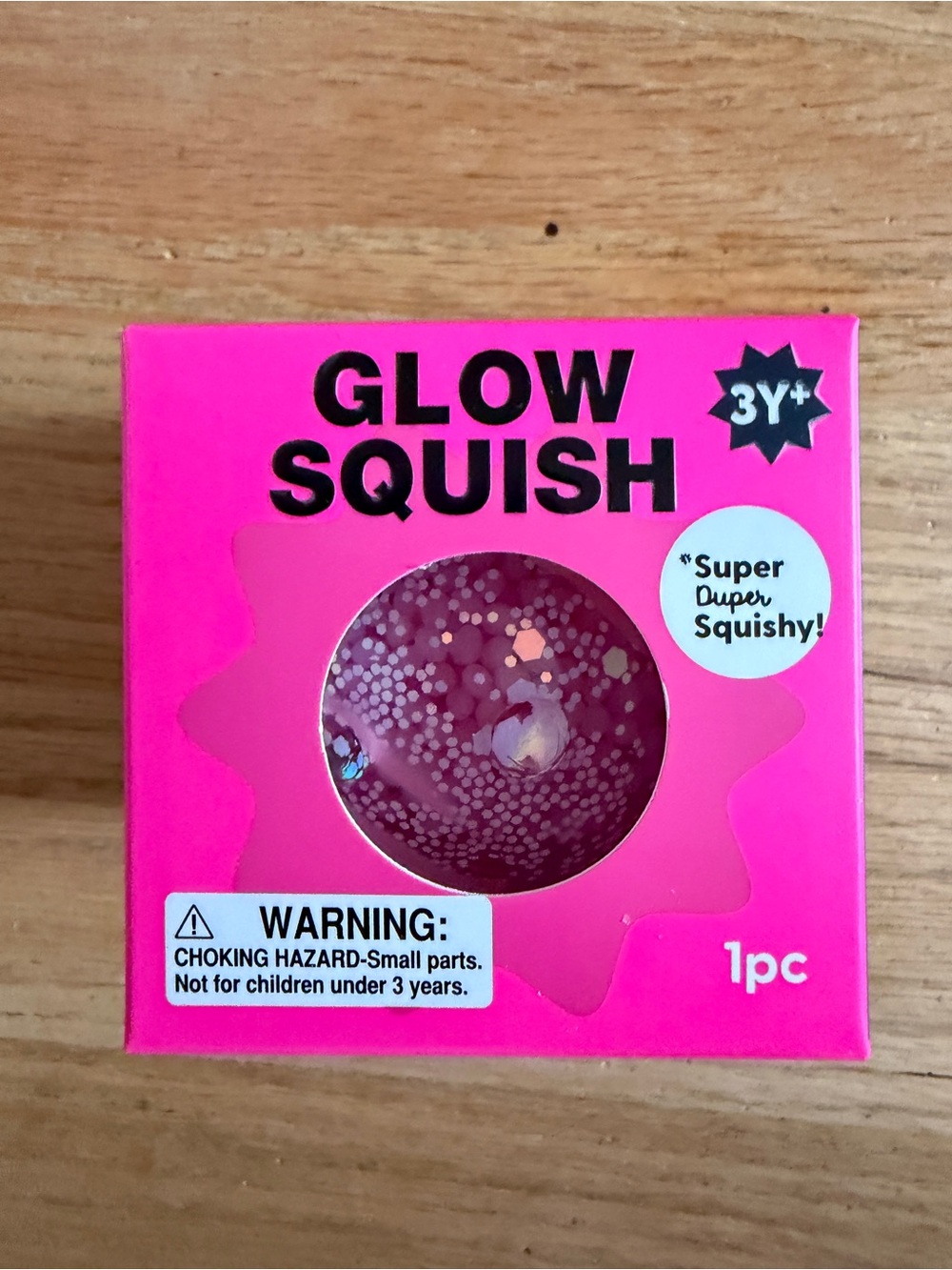 New J'adore Glow in Dark Squish Glitter Sensory Squeeze Squishy Toy Pink Ball 3+